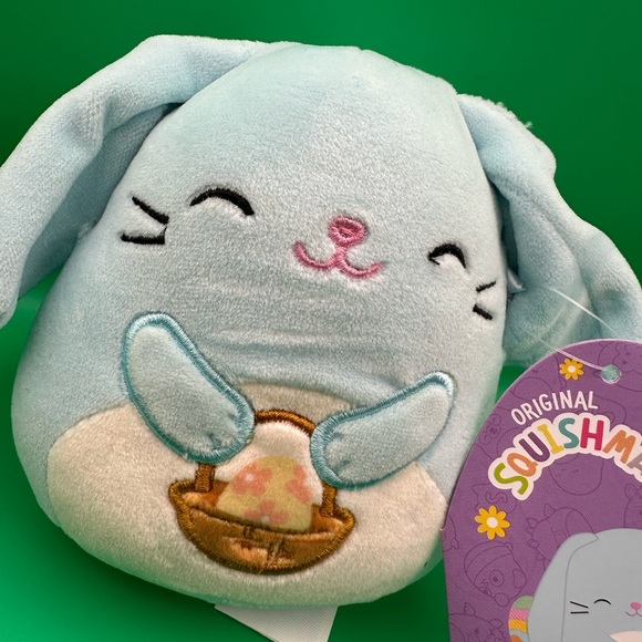 Squishmallows Buttons Blue Rabbit Easter Bunny 4 inch NWT - Picture 2 of 5